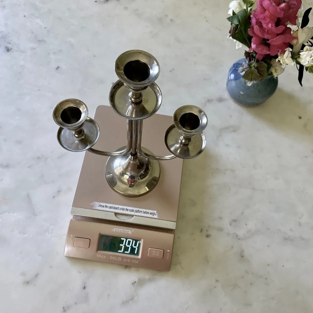 Silver Vintage Mid Century Style Candelabra, Candle Holder